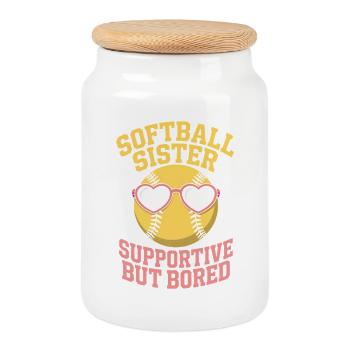 Softball Spruch Schwester Lustig Softball Geschenk - Keksdose mit Holzdeckel - Weiß - Vorne