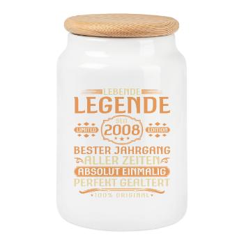 18ème Anniversaire - Légende depuis 2008 Millésime - Boîte à biscuits avec couvercle en bois - blanc - Devant