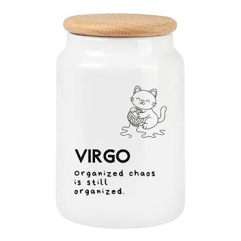 Mignon Vierge Dessin animé - Chaos organisé - Boîte à biscuits avec couvercle en bois - blanc - Devant