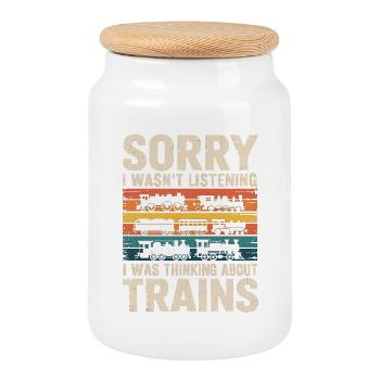 Zug Retro Humor Motiv - Keksdose mit Holzdeckel - Weiß - Vorne