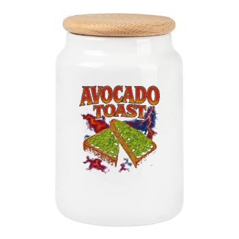 Avocado Toast Favorite Food Funny Weird 90s T - Cookie Jar with Wooden Lid - white - Front