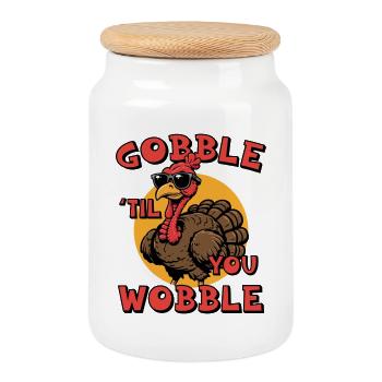 Gobble jusqu’à ce que tu vacilles - Boîte à biscuits avec couvercle en bois - blanc - Devant