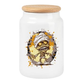 Mumie im Splatter-Look - Keksdose mit Holzdeckel - Weiß - Vorne