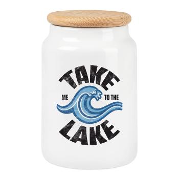 Take me to the lake - Retro Welle - Keksdose mit Holzdeckel - Weiß - Vorne