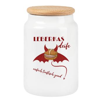 Devilish liver casserole not only for Halloween - Cookie Jar with Wooden Lid - white - Front