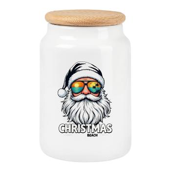 Weihnachten Am Strand Noël à la plage - Boîte à biscuits avec couvercle en bois - blanc - Devant