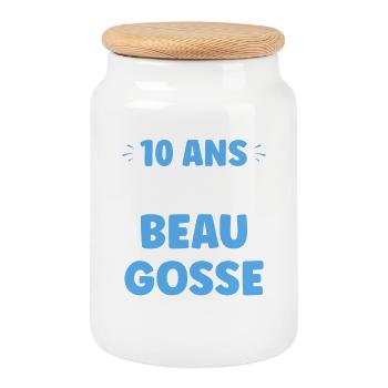 10 Ans Déjà Beau Gosse - Boîte à biscuits avec couvercle en bois - blanc - Devant