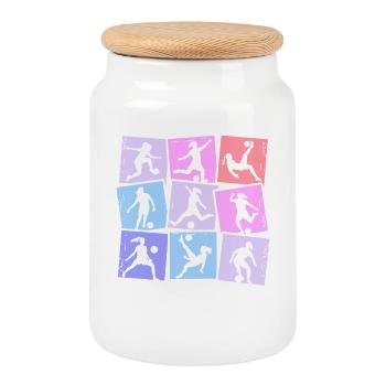 Fußball Mädchen Fußballerin Kinder Damen - Keksdose mit Holzdeckel - Weiß - Vorne