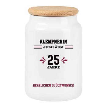 Klempnerin 25 Jahre Jubiläum 25. Firmenjubiläum - Keksdose mit Holzdeckel - Weiß - Vorne