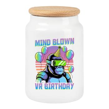 Anniversaire Gamer VR - Boîte à biscuits avec couvercle en bois - blanc - Devant