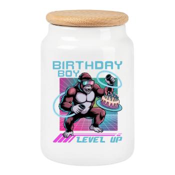 Anniversaire Gamer VR - Boîte à biscuits avec couvercle en bois - blanc - Devant