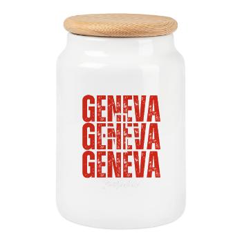 J’adore Guenièvre, souvenir de Genève - Boîte à biscuits avec couvercle en bois - blanc - Devant