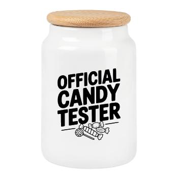 Official Candy Tester - Cookie Jar with Wooden Lid - white - Front