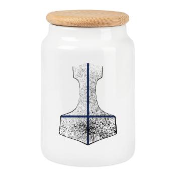 Thorhammer Finnland – Wikinger Nordic Design - Keksdose mit Holzdeckel - Weiß - Vorne