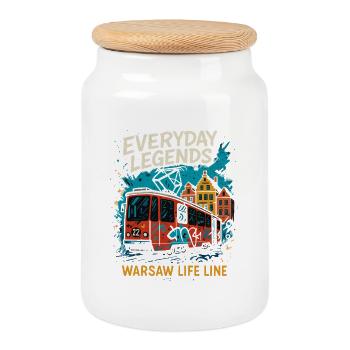 Everyday Legends Warsaw Tram Design - Keksdose mit Holzdeckel - Weiß - Vorne