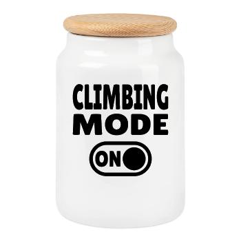 Climbing Mode ON – Boulder & Kletter Style - Cookie Jar with Wooden Lid - white - Front