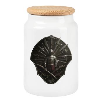 Crusader Shield Circle with Weapons - Cookie Jar with Wooden Lid - white - Front