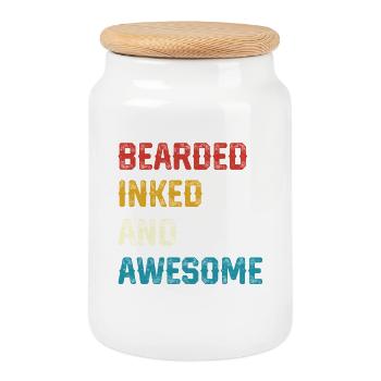 Bearded Inked and Awesome - Cookie Jar with Wooden Lid - white - Front