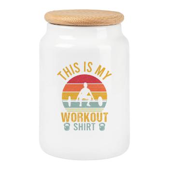 Bodybuilding Fitness Vintage Gym Athletes Workout - Cookie Jar with Wooden Lid - white - Front