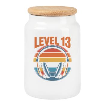 Level 13 Geburtstag Freigeschaltet - Keksdose mit Holzdeckel - Weiß - Vorne