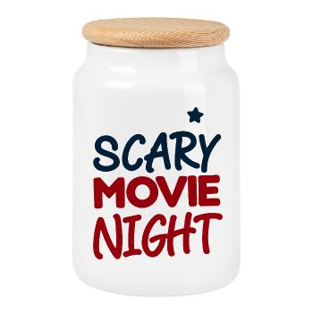 Horror Movie Night - Cookie Jar with Wooden Lid - white - Front