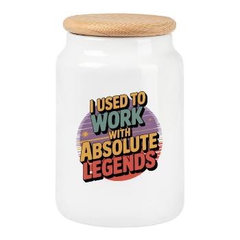 I Used To Work With Legend - Cookie Jar with Wooden Lid - white - Front