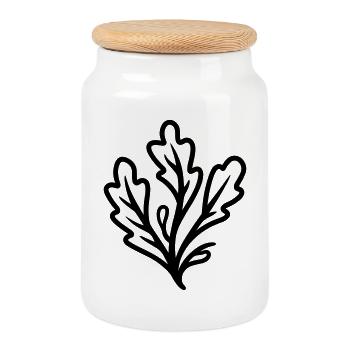 alga - Cookie Jar with Wooden Lid - white - Front