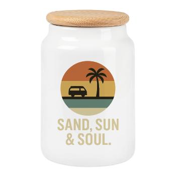 Du sable, du soleil et de l’âme Holiday Adventure - Boîte à biscuits avec couvercle en bois - blanc - Devant
