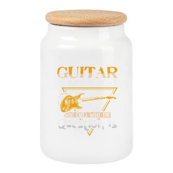 Guitar Guitar Player Musician Guitarist - Cookie Jar with Wooden Lid - white - Front