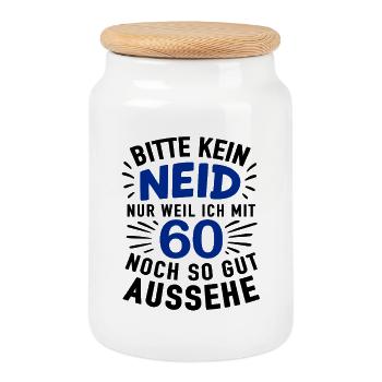 Cheer shirt des années 60 – Pas d’envie, look good - Boîte à biscuits avec couvercle en bois - blanc - Devant