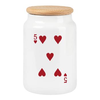 Five Hearts Double Head Card Rome Poker - Cookie Jar with Wooden Lid - white - Front