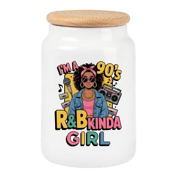 années 90 R&B Style Girl - Boîte à biscuits avec couvercle en bois - blanc - Devant