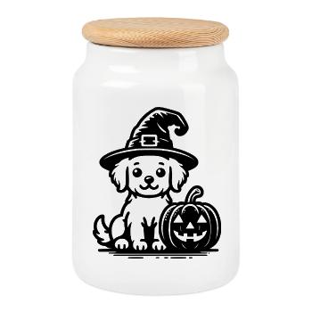 Paws & Pumpkins - Cookie Jar with Wooden Lid - white - Front