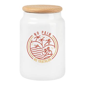 Triathlon Natation Cyclisme Course à pied Sports vintage - Boîte à biscuits avec couvercle en bois - blanc - Devant