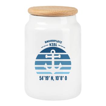 Kiel Baltic Sea Port of Kiel Schleswig Holstein Coast - Cookie Jar with Wooden Lid - white - Front