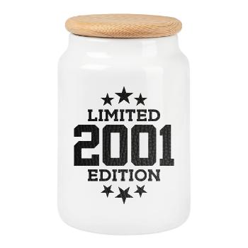 LIMITED EDITION 2001 25. GEBURTSTAG - Keksdose mit Holzdeckel - Weiß - Vorne