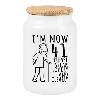 41. Geburtstag 41er 41ter Ich bin jetzt 41 Jahre - Keksdose mit Holzdeckel - Weiß - Vorne