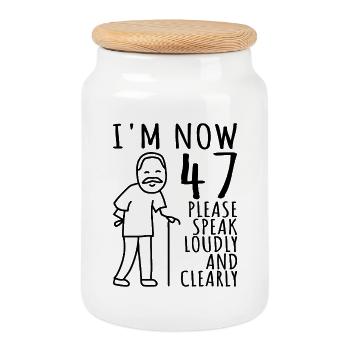 47. Geburtstag 47er 47ter Ich bin jetzt 47 Jahre - Keksdose mit Holzdeckel - Weiß - Vorne
