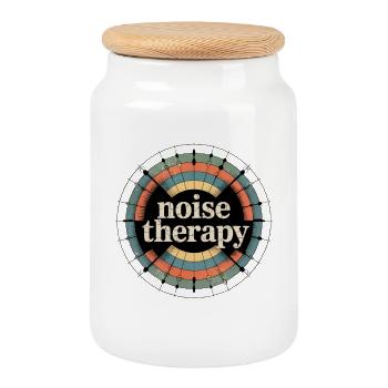 Retro Grunge – Noise Therapy - Cookie Jar with Wooden Lid - white - Front