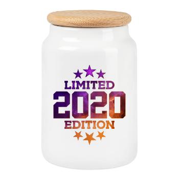 LIMITED EDITION 2020 6TH BIRTHDAY - Cookie Jar with Wooden Lid - white - Front
