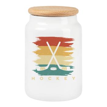 Eishockey Hockey Eishockeyspieler Geschenk  - Cookie Jar with Wooden Lid - white - Front