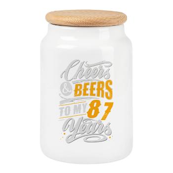 Amateur de bière du 87e anniversaire - Boîte à biscuits avec couvercle en bois - blanc - Devant