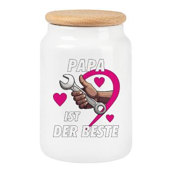 CLÉ COEUR PAPA LE MEILLEUR - Boîte à biscuits avec couvercle en bois - blanc - Devant