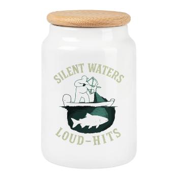 Silent Waters Loud Hits Angler Adventure - Boîte à biscuits avec couvercle en bois - blanc - Devant