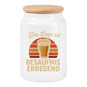 The situation is drunkenness - Cookie Jar with Wooden Lid - white - Front