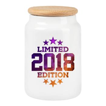 LIMITED EDITION 2018 8TH BIRTHDAY - Cookie Jar with Wooden Lid - white - Front