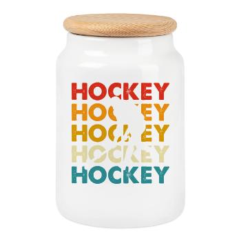 Hockey Eishockey Eishockeyspieler Geschenk - Cookie Jar with Wooden Lid - white - Front