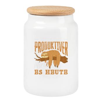 I'm breathing – it doesn't get any more productive today - Cookie Jar with Wooden Lid - white - Front