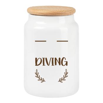 I Love Diving - Cookie Jar with Wooden Lid - white - Front