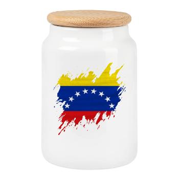 Drapeau du Venezuela, style déchiré - Boîte à biscuits avec couvercle en bois - blanc - Devant
